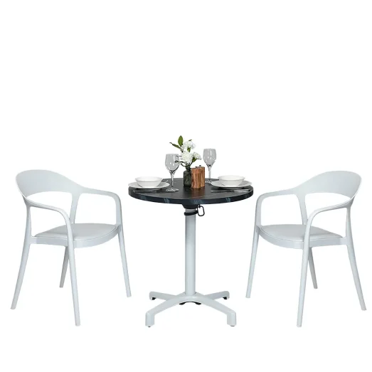 Ciro70cmRound-BK-AlecBaseWH-LaiArmchair_White_Chairforce
