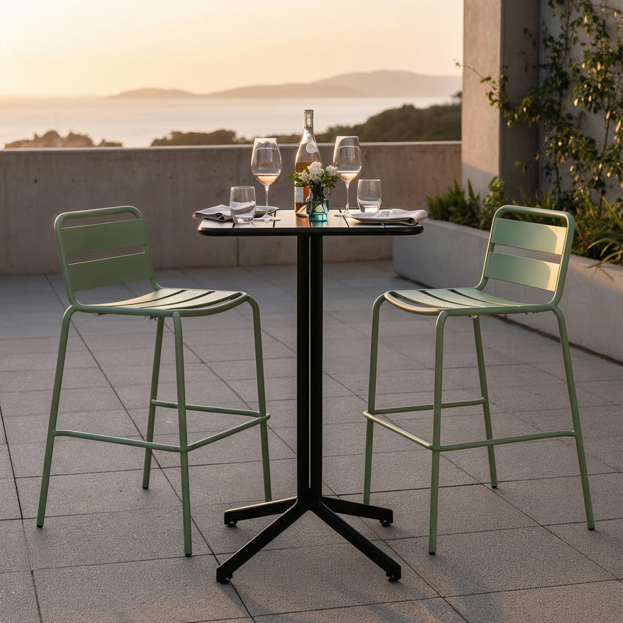 regis bar stool and Andre bar table